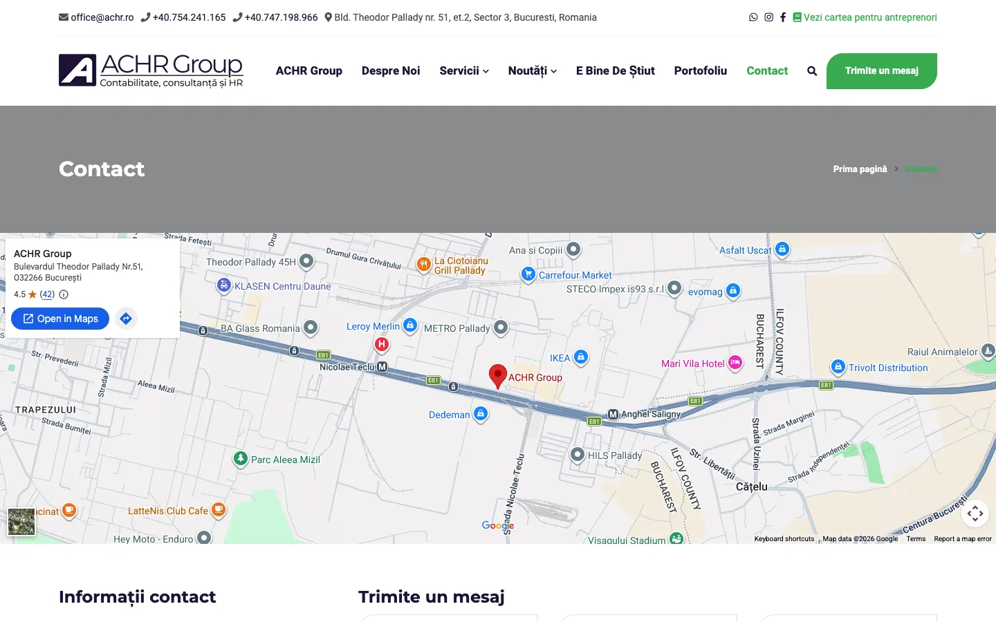 The old ACHR contact page, with the map on the first screen