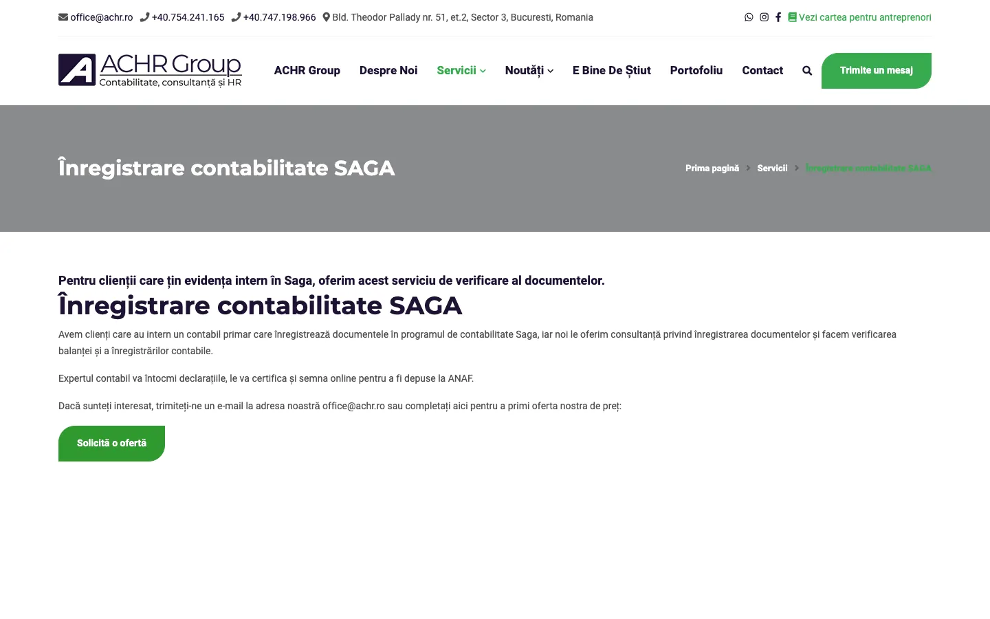 The old ACHR page “SAGA accounting registration”