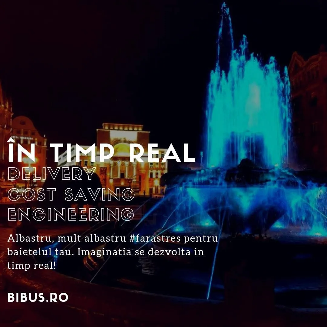 The same fountain in blue, with a message about imagination developing in real time, #farastres