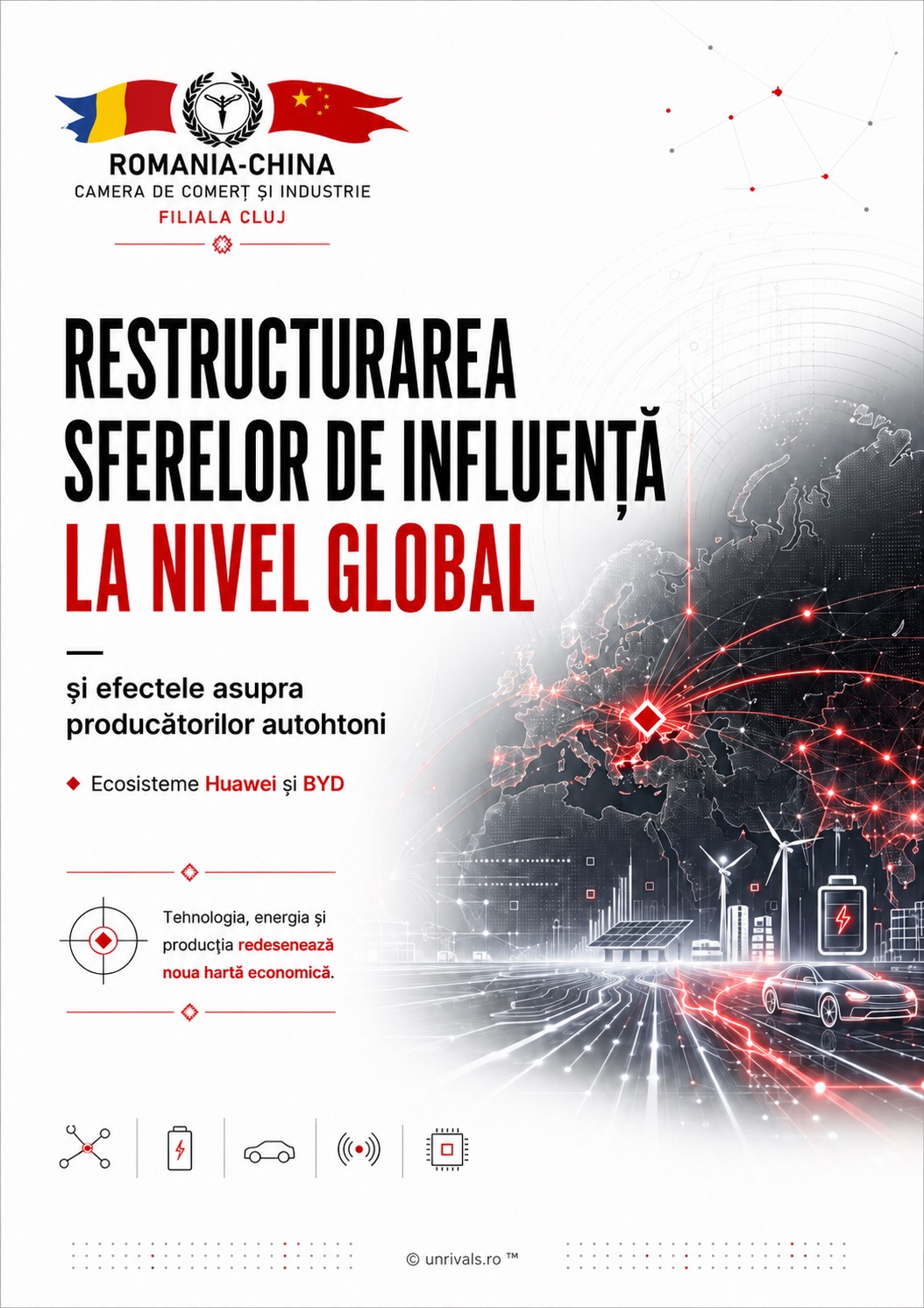 Cover of the conference brochure: restructuring the spheres of influence at global level and the effects on local manufacturers.