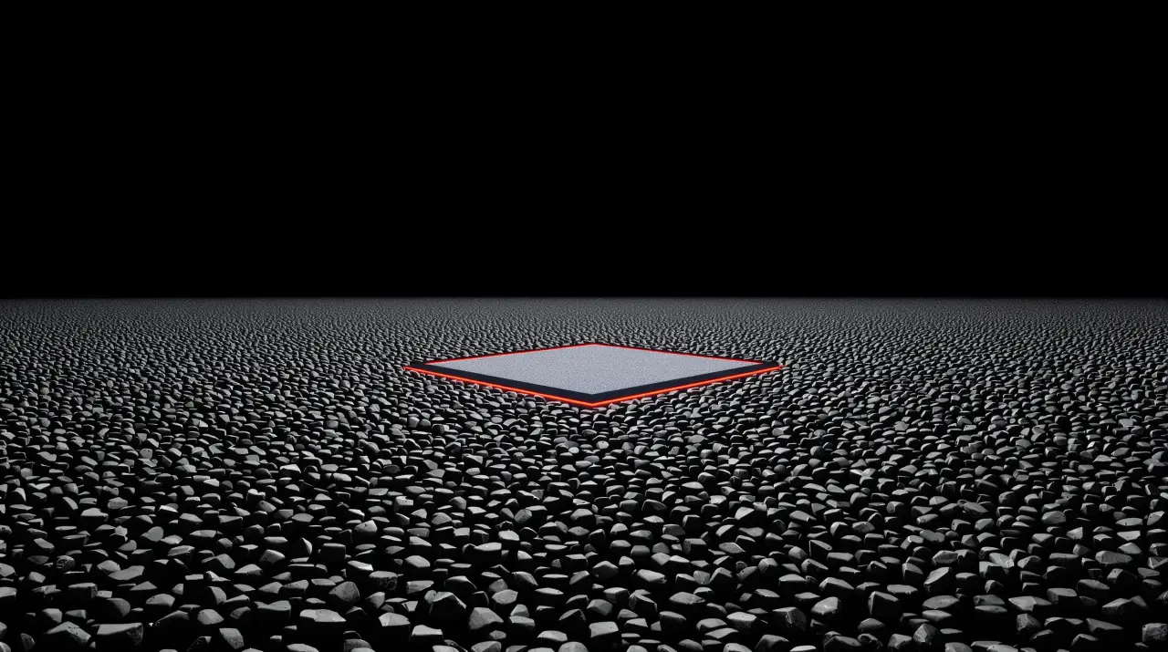 A single fragment cut into a rhombus stands out from the uniform field