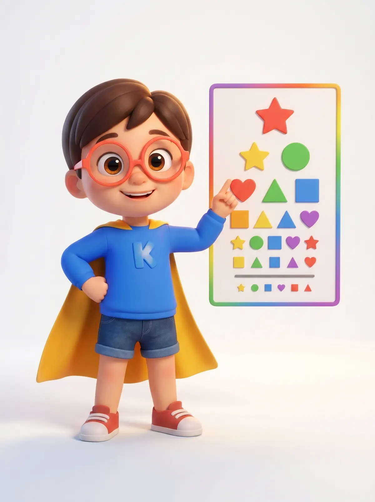 The KlariKid mascot explaining a vision test for children