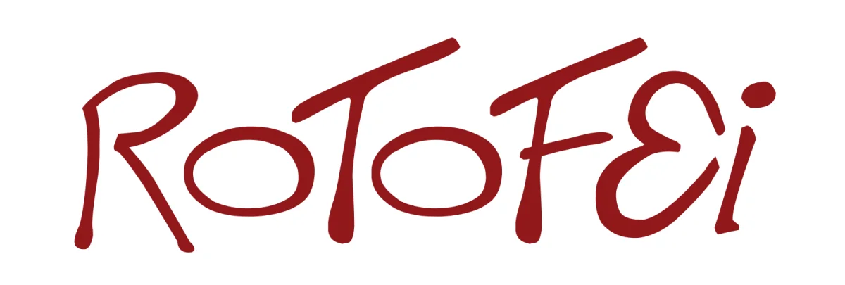 The word ROTOFEI set in the original This is electronik typeface, with thin, straight letters, before any modification